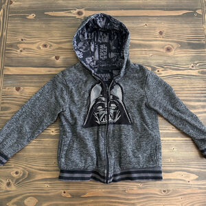 Boys Star Wars Darth Vader Full Zip Hoodie Grey Black Likely Size 10